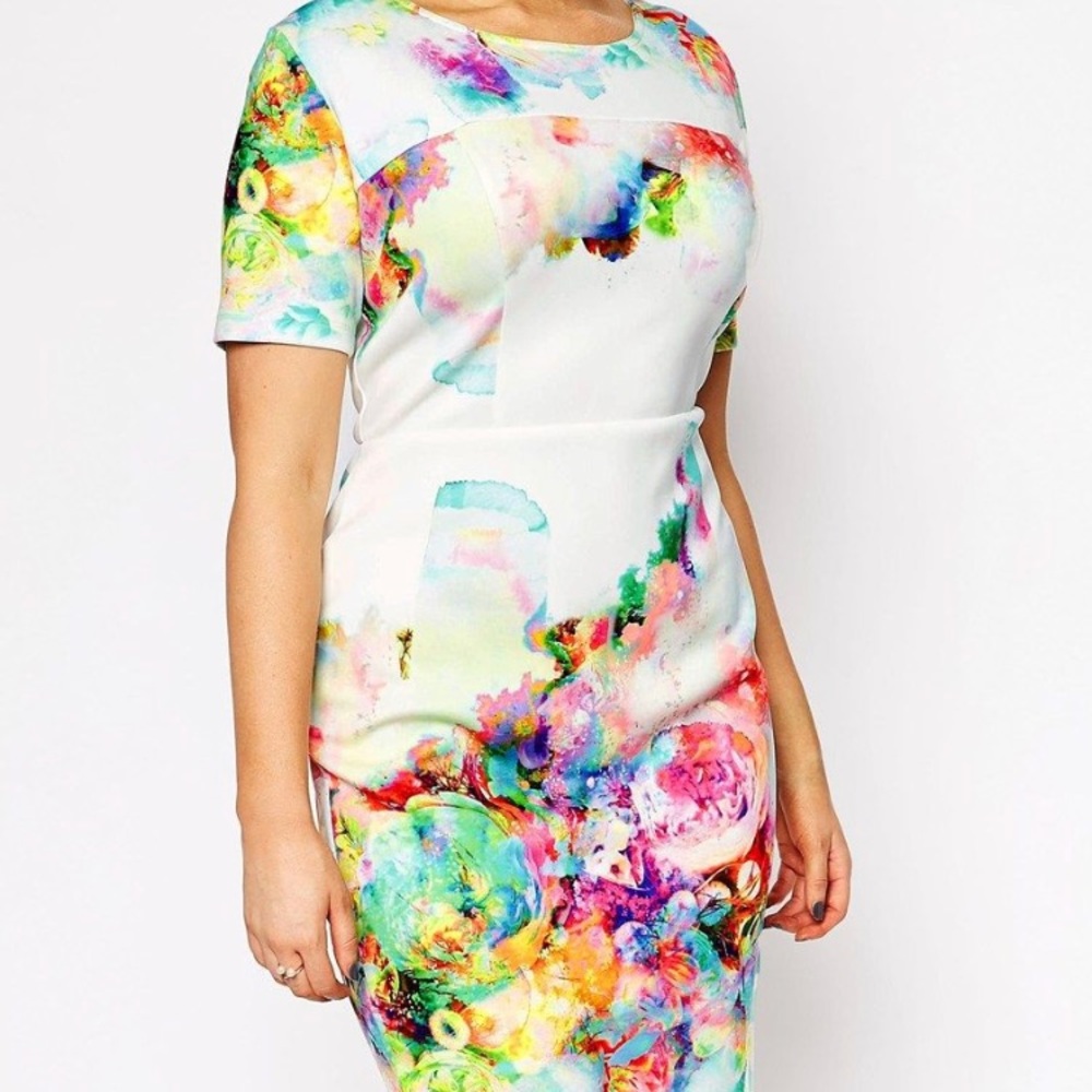 ASOS curve bodycon floral print dress